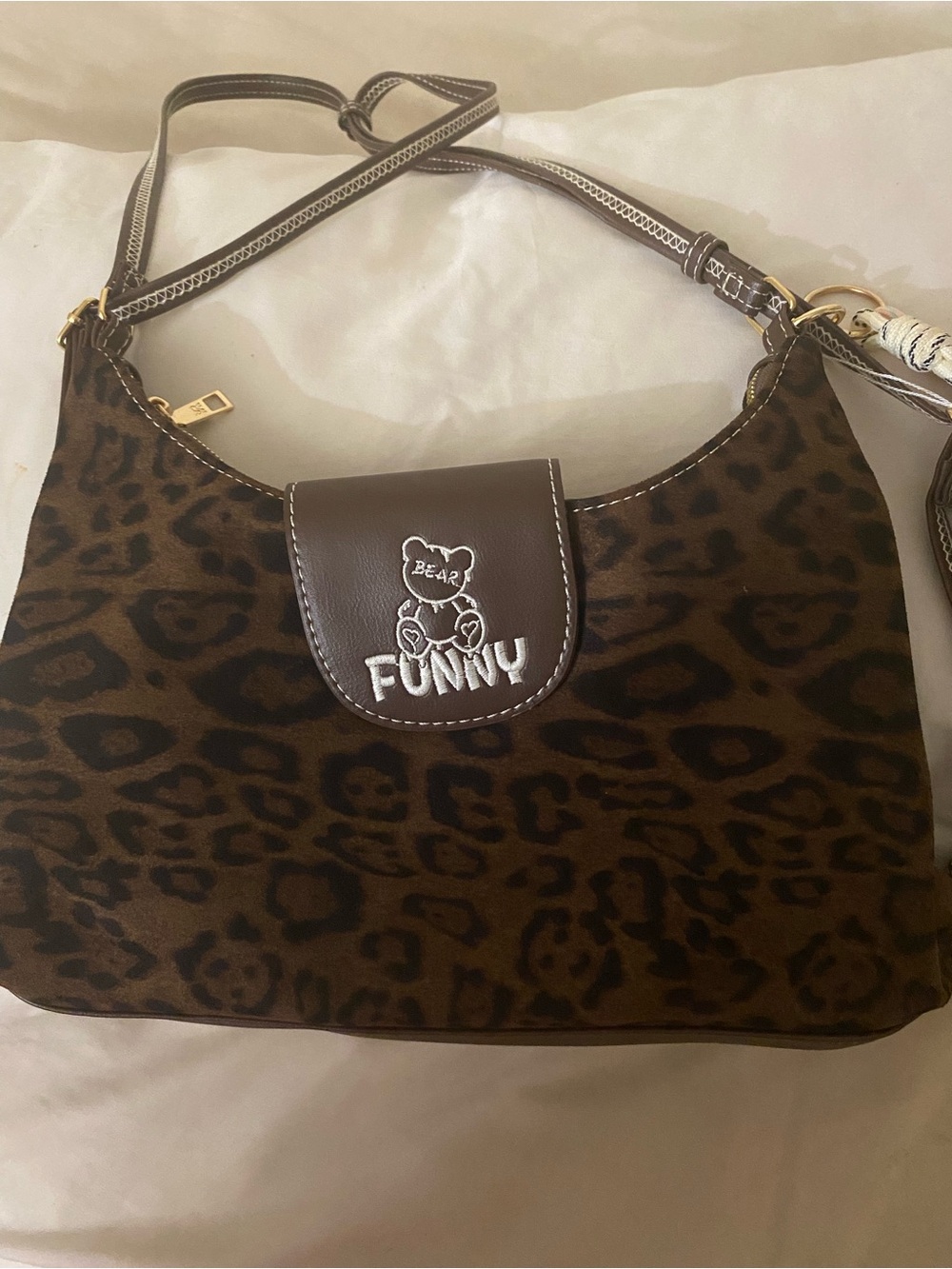 Funny Bear Leopard-Print Shoulder Bag - Brown